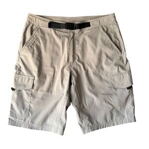 Outdoor Life Cargo Shorts Men 34x10 Khaki Cream Preppy Short Hiking Camping Belt